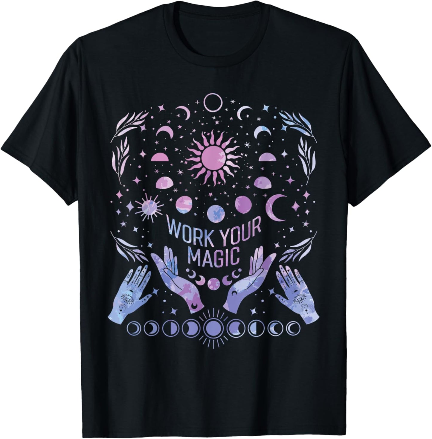 Witchcraft Celestial Sun Moon Witchy Wiccan Magick Magic T-Shirt - T-Shirt | Black