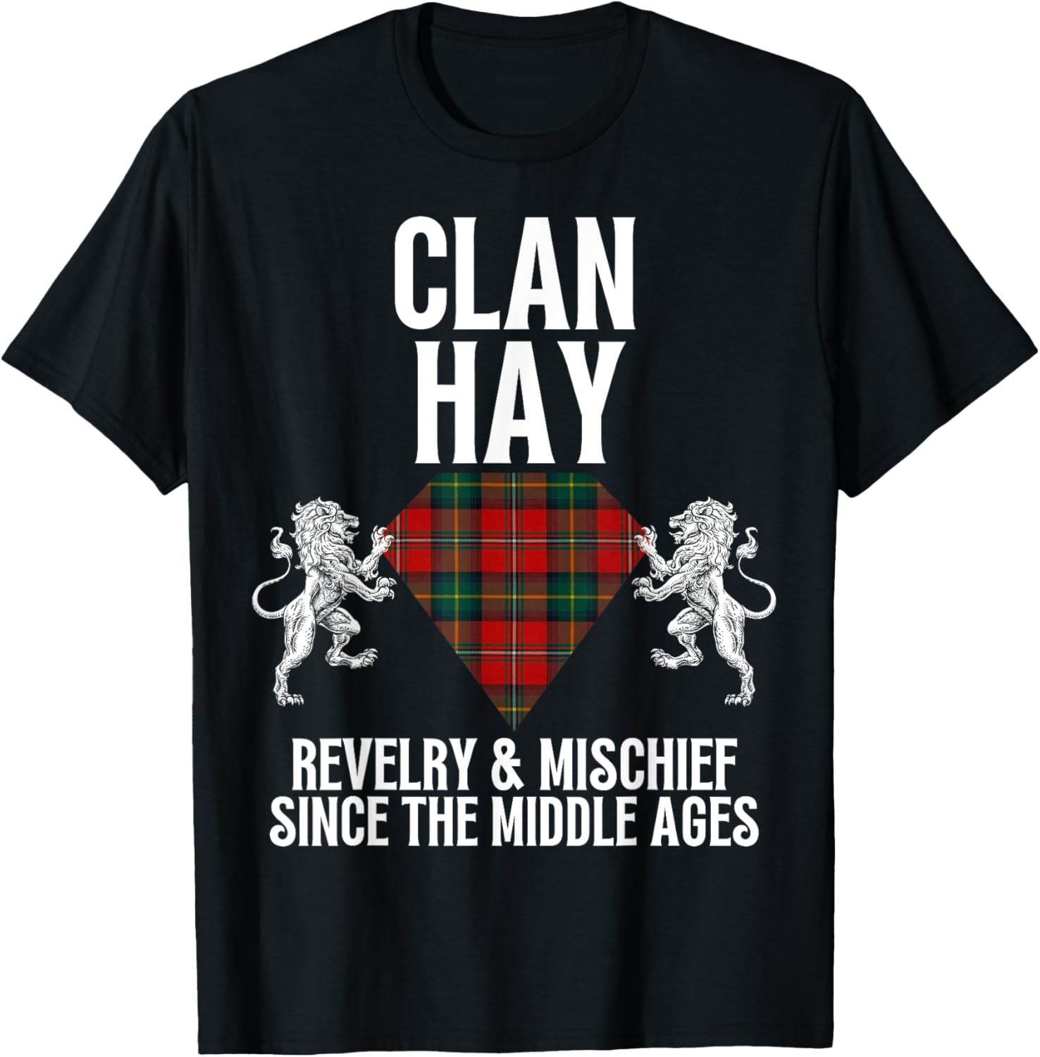Hay Clan Scottish Name Coat Of Arms Tartan Family Party T-Shirt - T-Shirt | Black