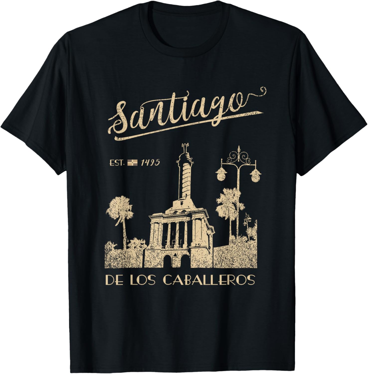 SANTIAGO De Los Caballeros Dominican Republic Vintage T-Shirt - T-Shirt | Black