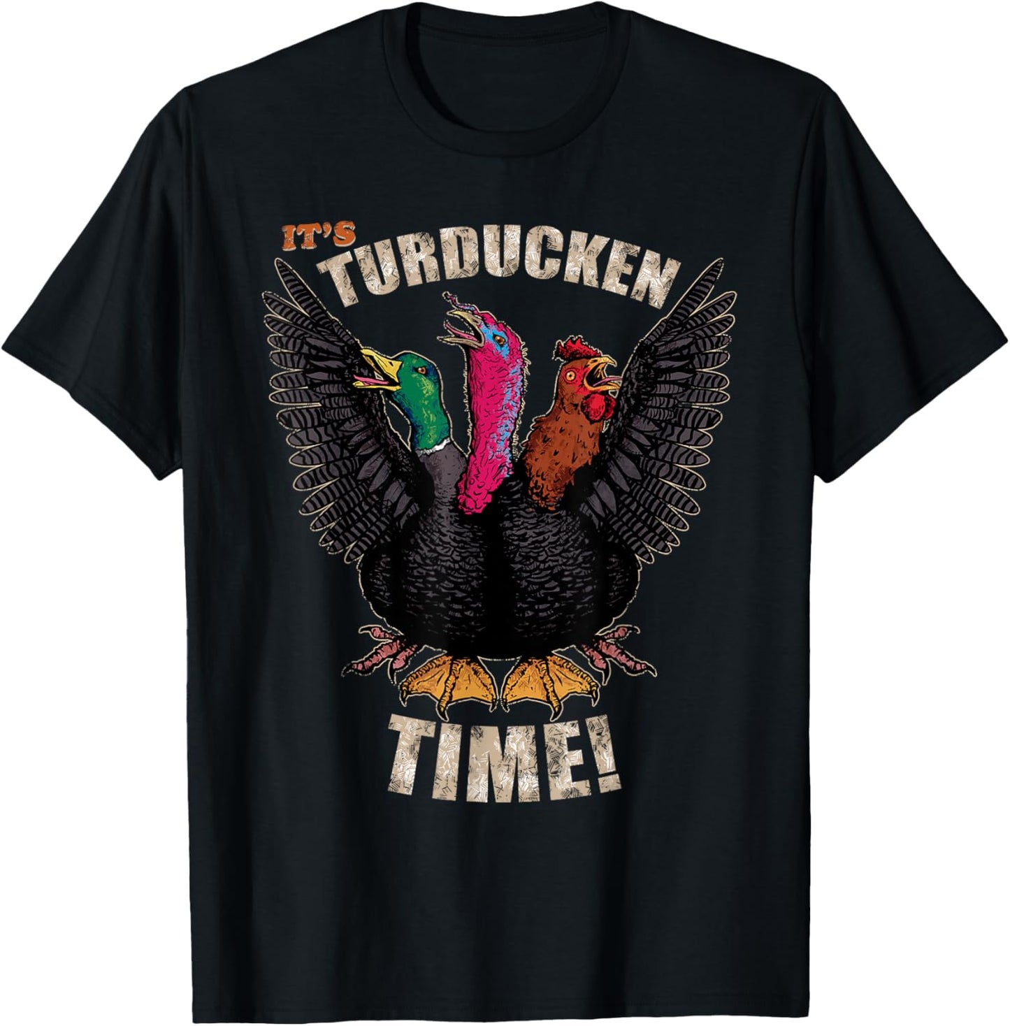 Thanksgiving Day Turkey Turducken Kaiju Monster Ugly Sweater T-Shirt - T-Shirt | Black