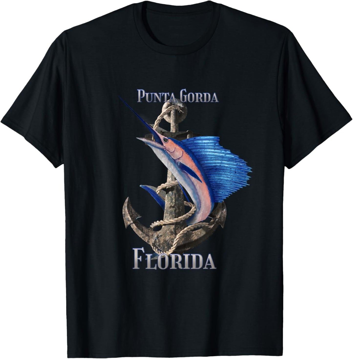 Punta Gorda Florida Swordfish Marlin Ocean Fishing T-Shirt - T-Shirt | Black
