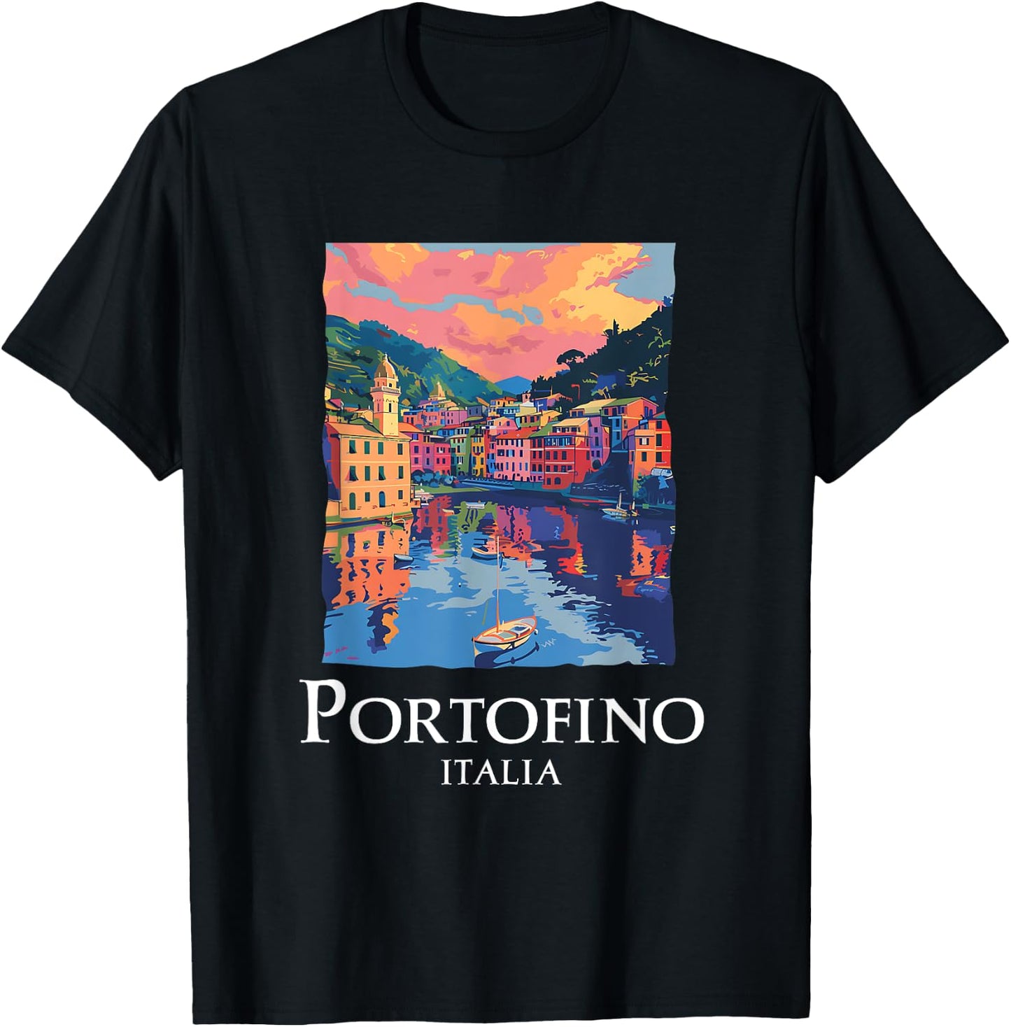 Italy Portofino Souvenir / Portofino T-Shirt - T-Shirt | Black