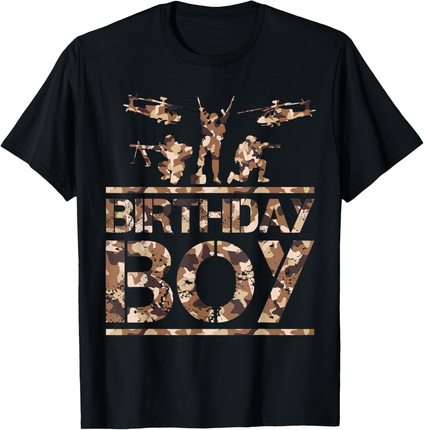 Birthday Boy Army Birthday Party Decoration Military Camo T-Shirt - T-Shirt | Black