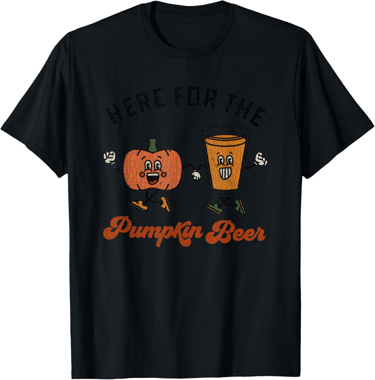 Vintage Here For The Pumpkin Beer Festival Pumpkin Beer T-Shirt - T-Shirt | Black