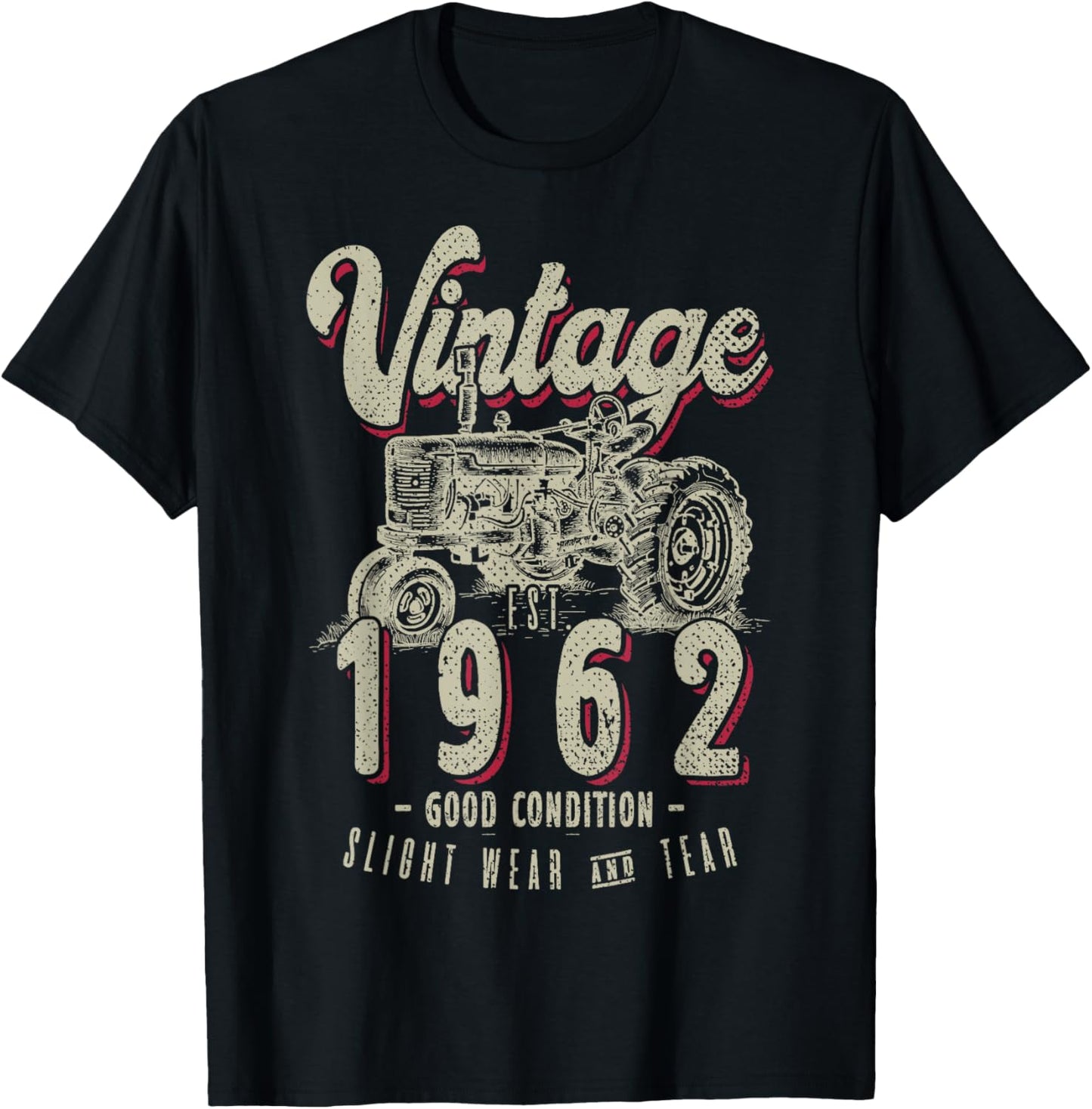 Vintage Tractor Farmer Birthday Born In 1962 & Established T-Shirt - T-Shirt | Black