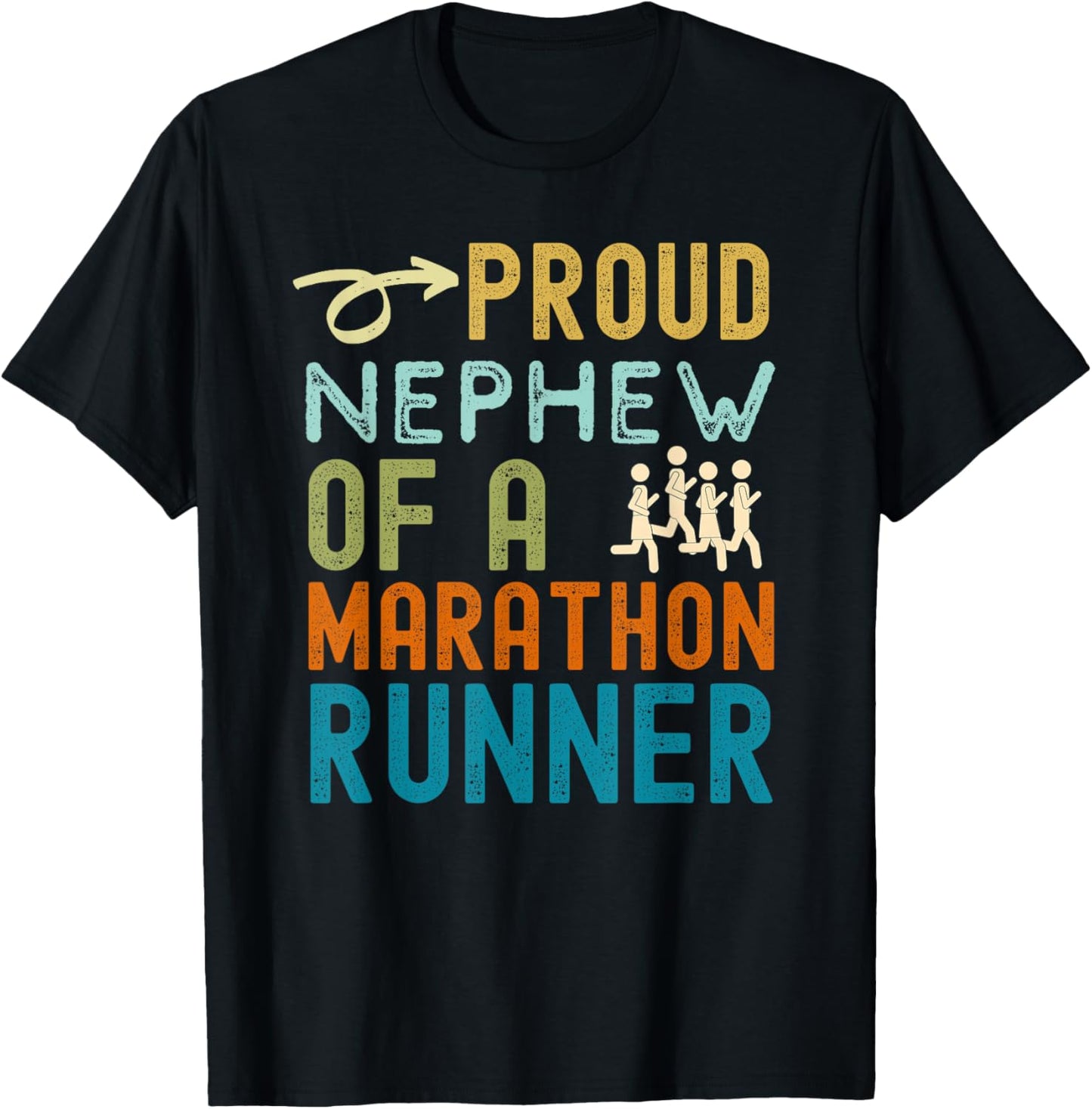 Proud Nephew of a marathon runner retro vintage distressed T-Shirt - T-Shirt | Black