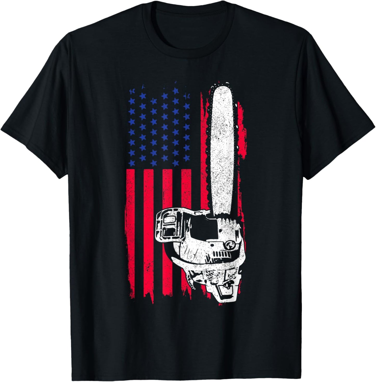 Lumberjack Logger Arborist Tree Cutter Chainsaw Patriotic T-Shirt - T-Shirt | Black