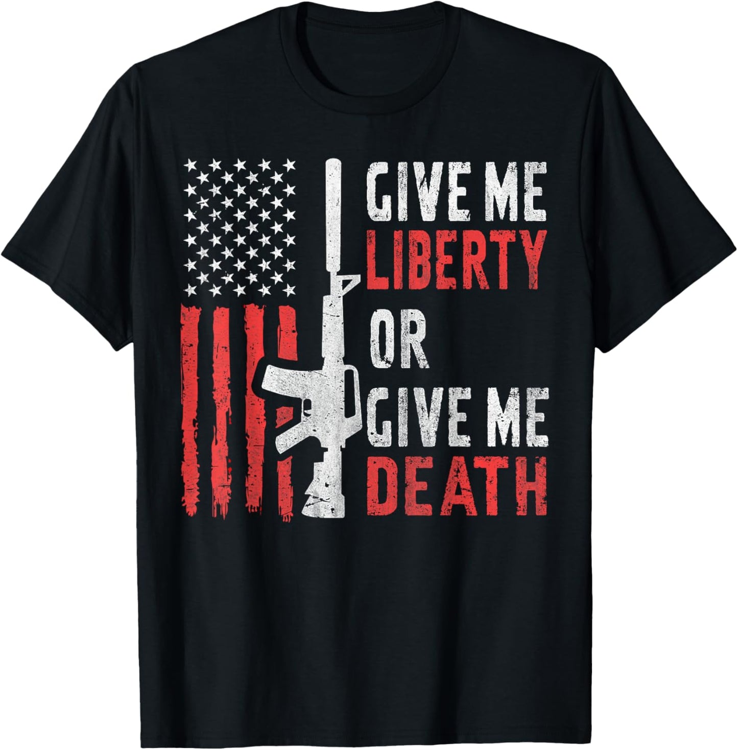 American Eagle Give Me Liberty Or Give Me Death 4th of July T-Shirt - T-Shirt | Black