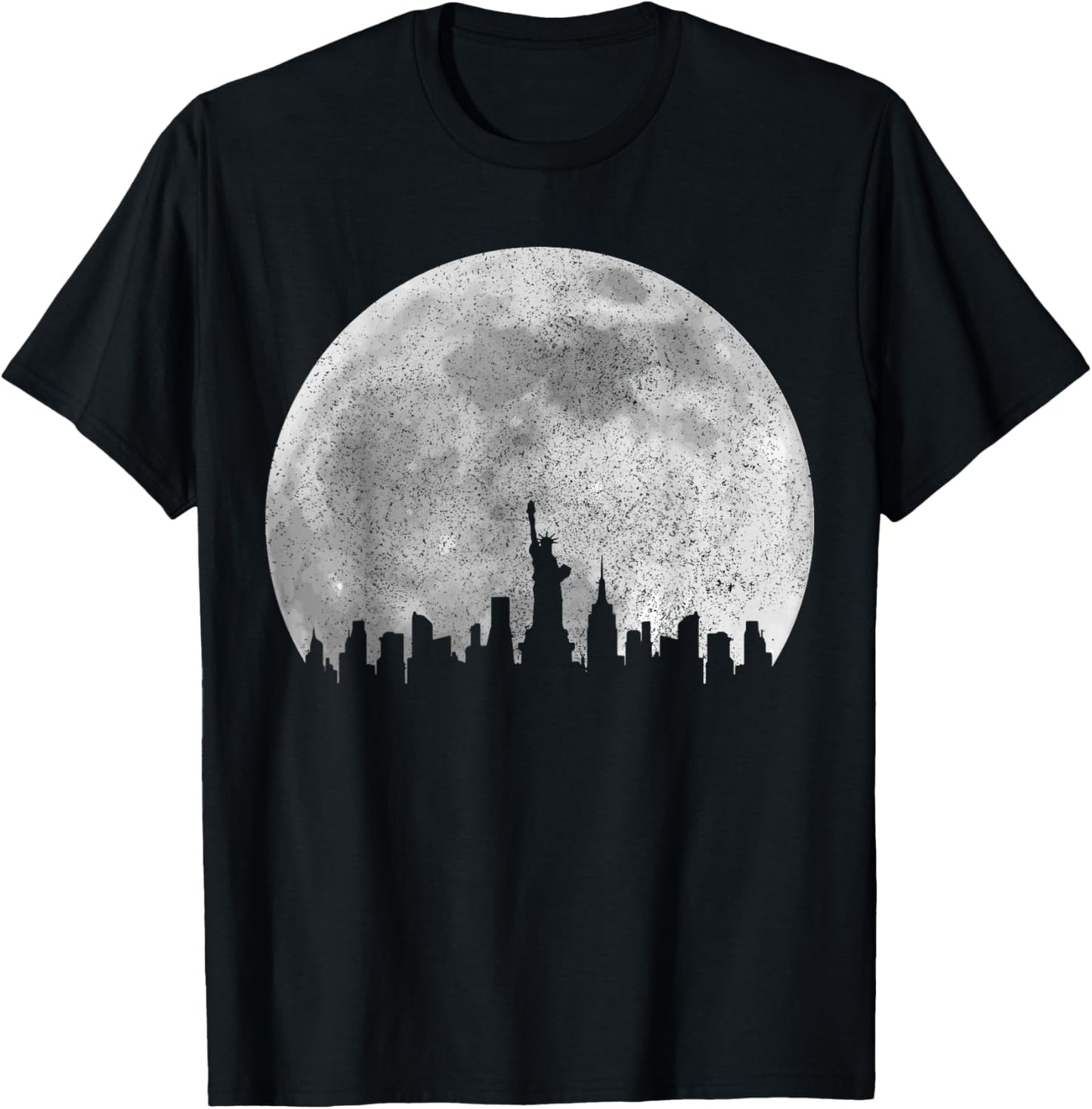 New York City NYC NY Skyline Moon Pride Vintage T-Shirt - T-Shirt | Black
