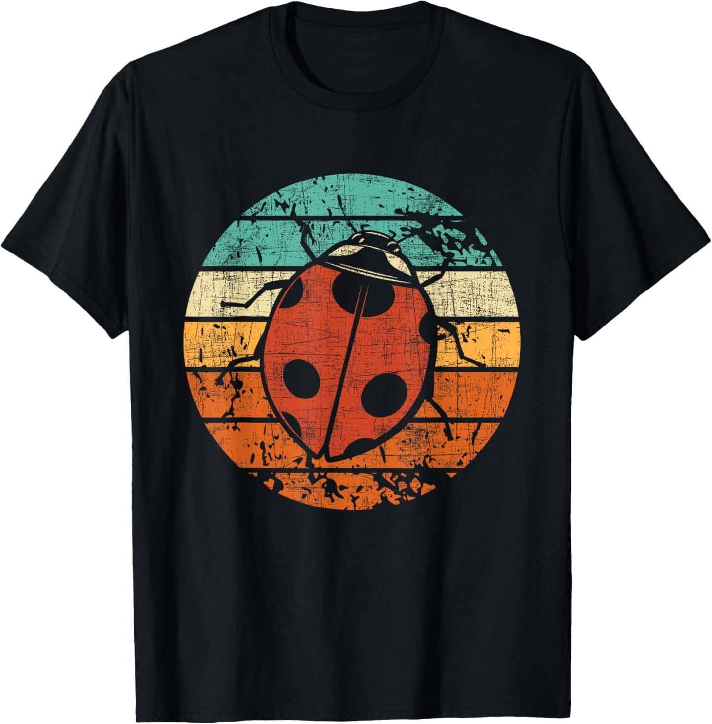 Retro Vintage Ladybug - Animal Insect Lover Ladybird Beetle T-Shirt - T-Shirt | Black