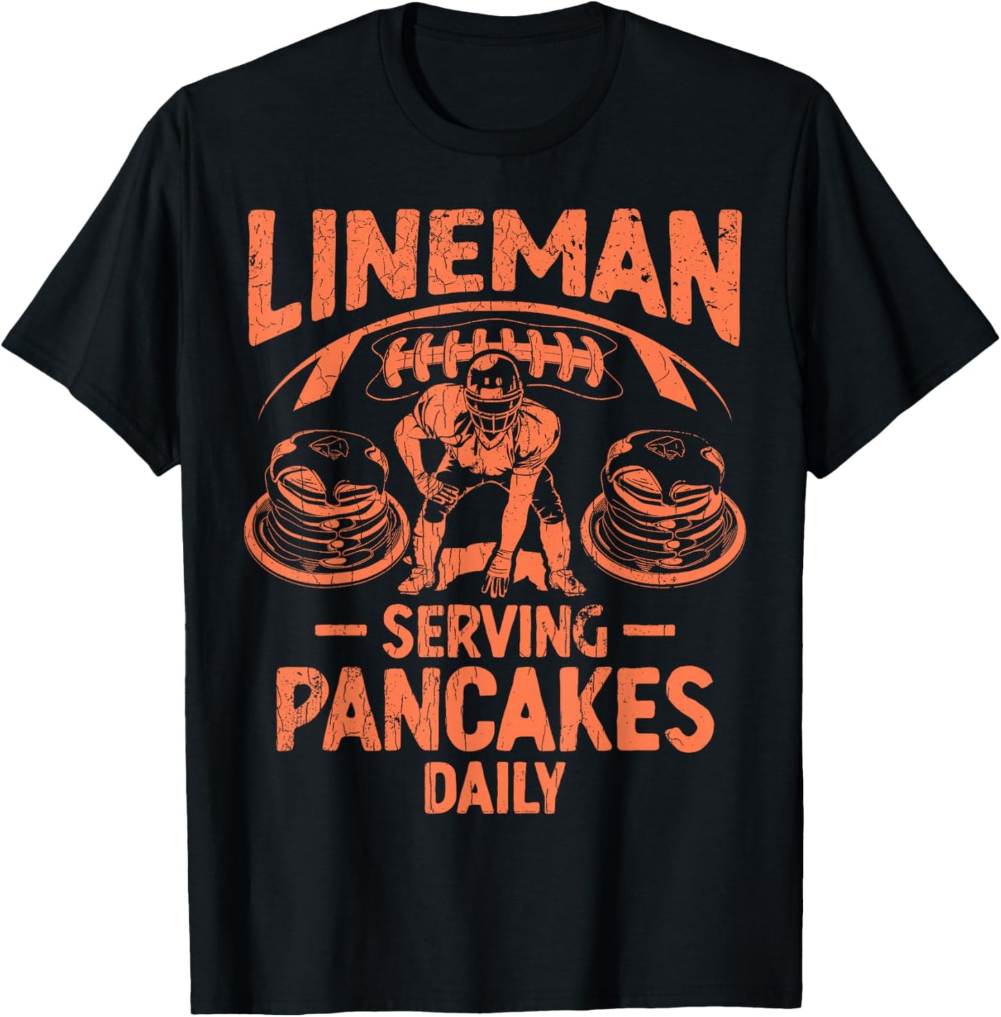 Football Lineman Serving Pancakes Daily T-Shirt - T-Shirt | Black
