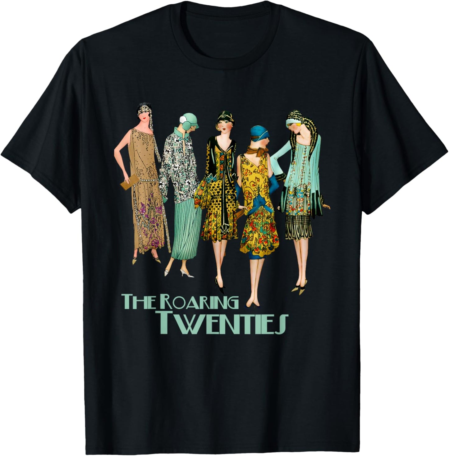 Roaring Twenties Flapper Girls T-Shirt - T-Shirt | Black