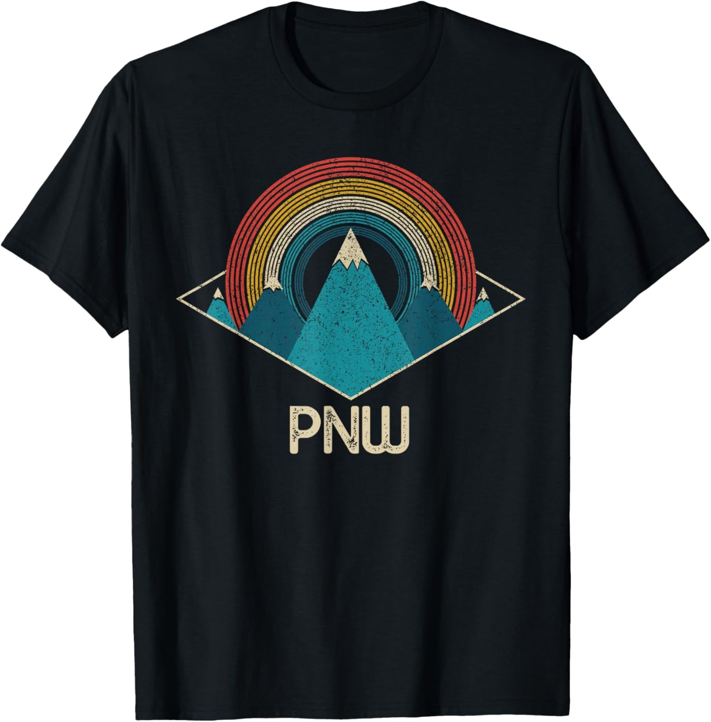 PNW Pacific Northwest Mountains Hiking Camping Vintage T-Shirt - T-Shirt | Black