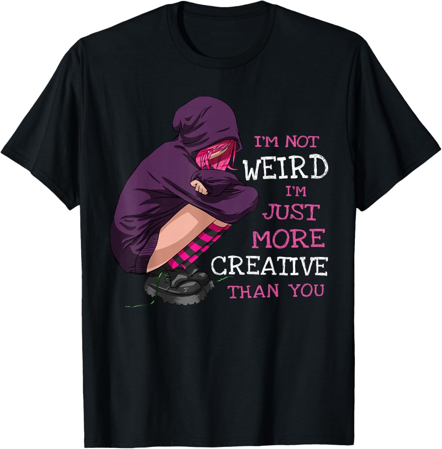 Anime Girl Anime Clothing Kawaii Pastel Goth Girl Not Weird T-Shirt - T-Shirt | Black
