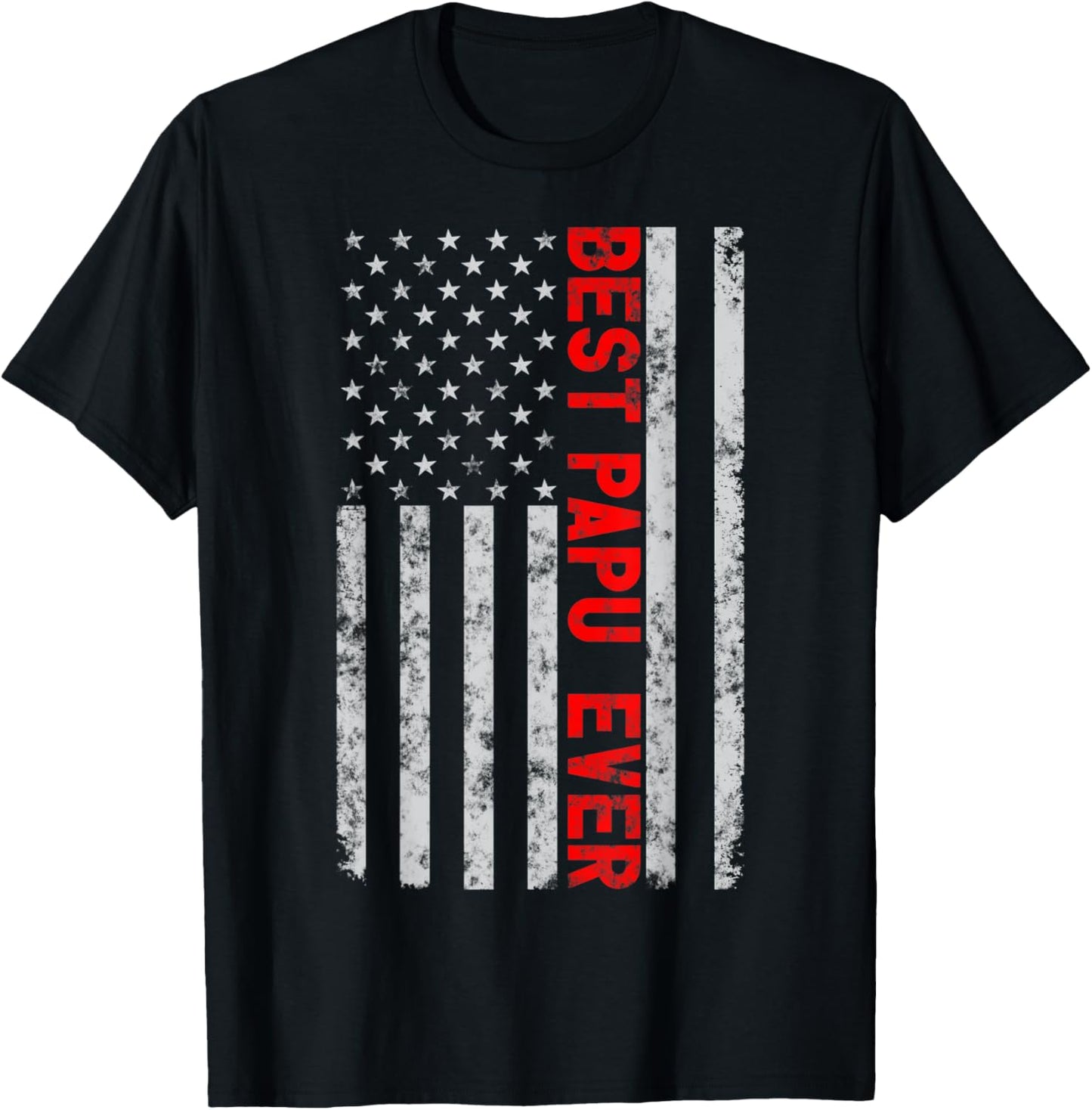 Best Papu Ever Funny Fathers Day Vintage American Flag Men T-Shirt - T-Shirt | Black