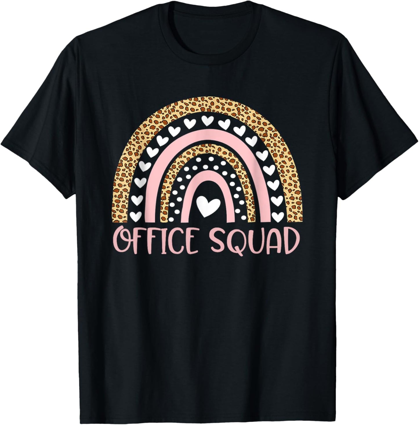 Office Squad Rainbow Leopard - Admin Staff School Secretary T-Shirt - T-Shirt | Black