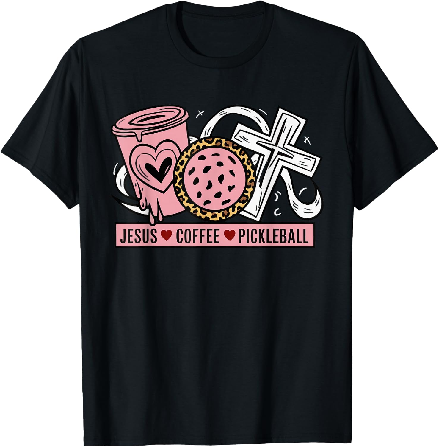 Jesus Coffee Pickleball T-Shirt - T-Shirt | Black