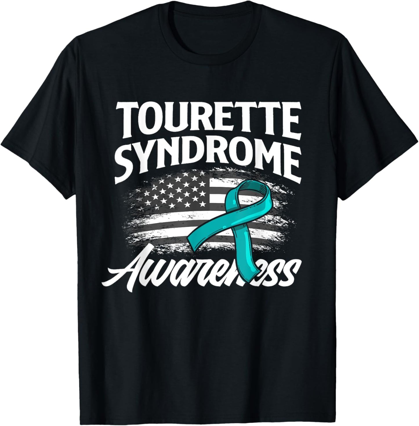 Patriotic US Flag Tourette Syndrome Awareness T-Shirt - T-Shirt | Black