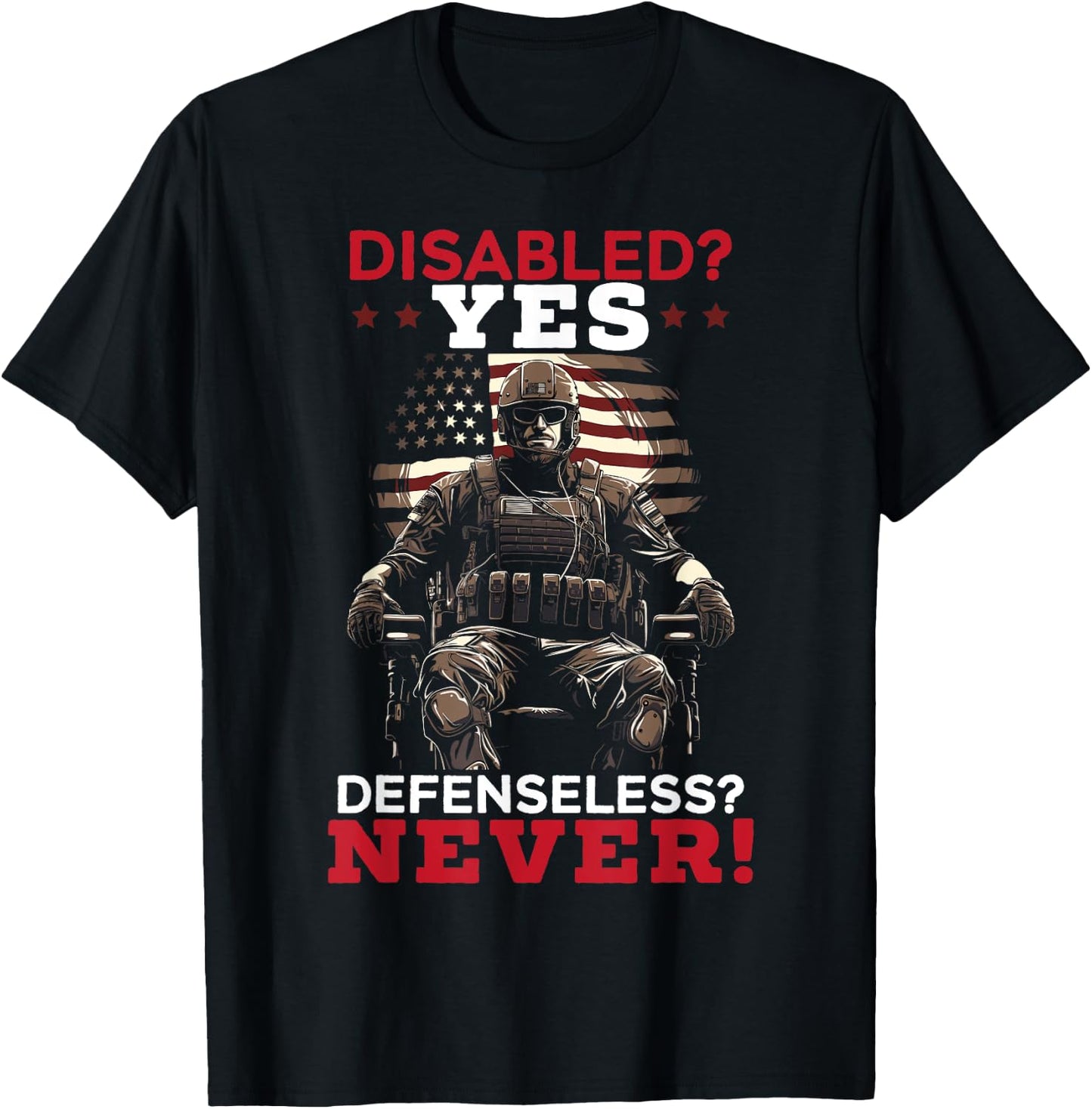 Disabled Veteran Armed Forces Military Soldier Army USA T-Shirt - T-Shirt | Black