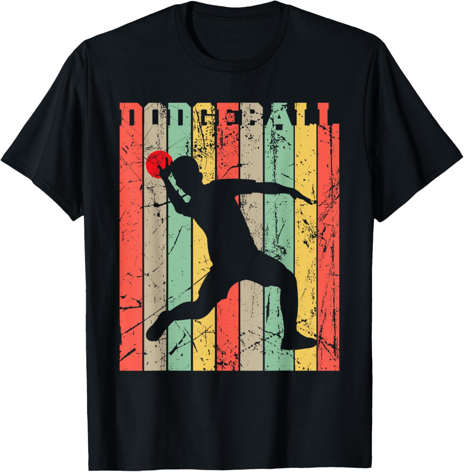 Retro Dodgeball Player Ball Game Dodgeballer T-Shirt - T-Shirt | Black
