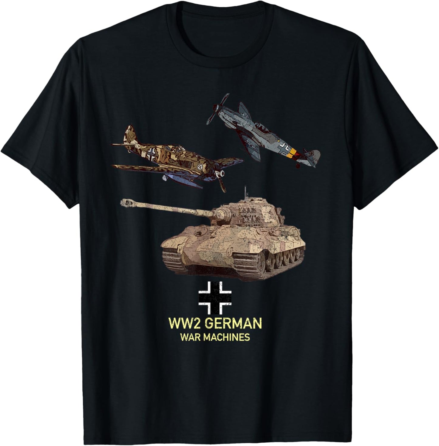 WW2 German Warbirds Tanks Panzer T-Shirt - T-Shirt | Black