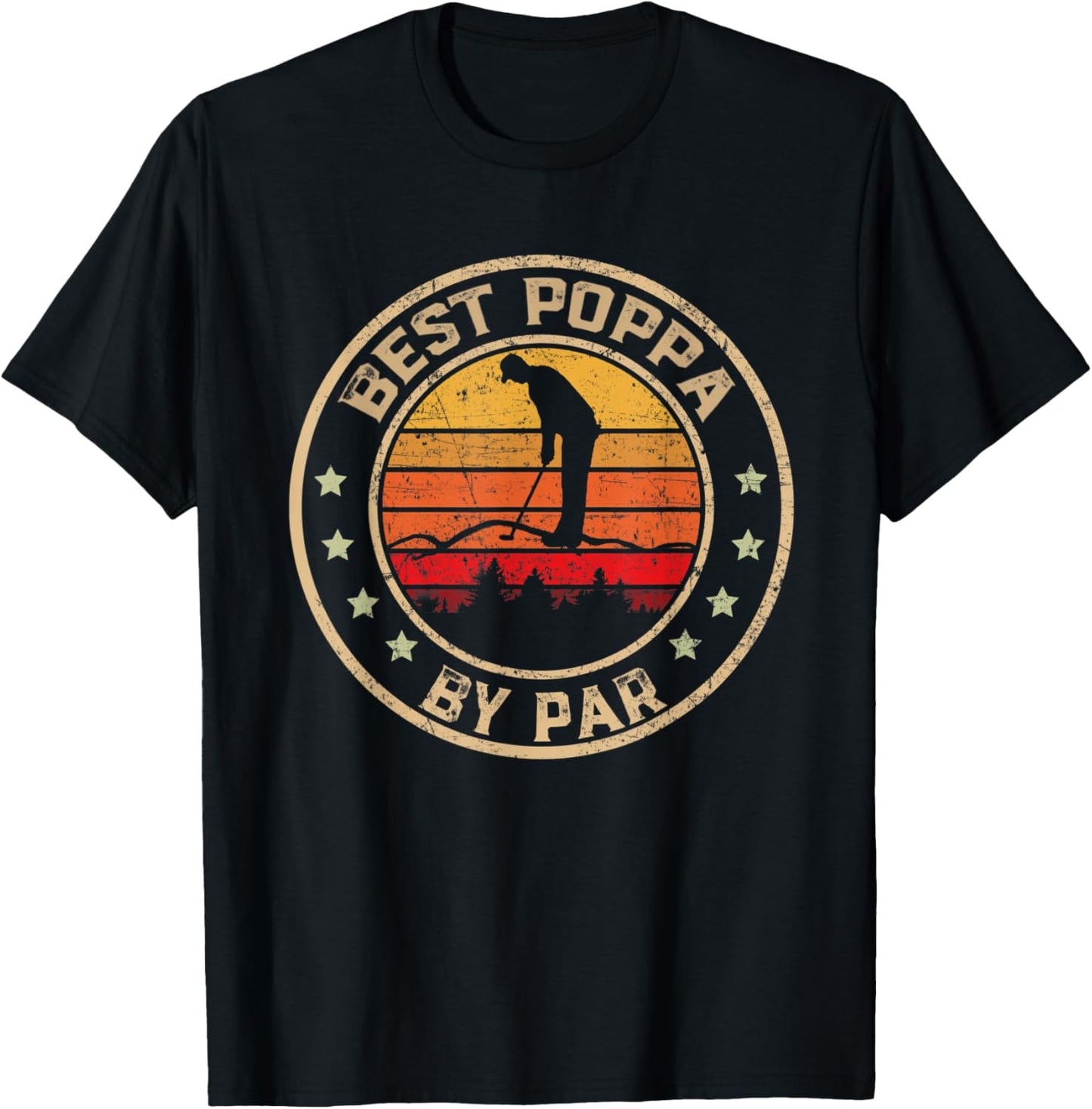 Vintage Best Poppa by Par Shirt Fathers Day Golfing T-Shirt - T-Shirt | Black