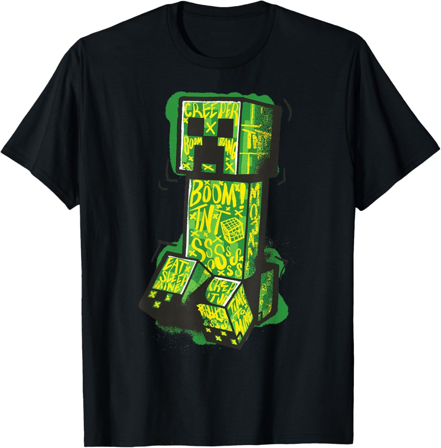 Minecraft Creeper Street Graffiti Fill T-Shirt - T-Shirt | Black