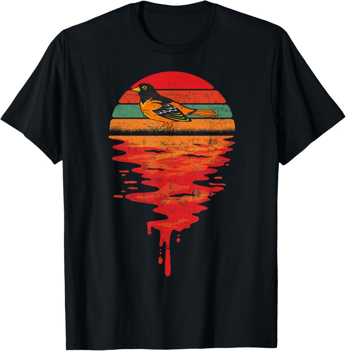 Retro Sunset Vintage Baltimore Oriole T-Shirt - T-Shirt | Black