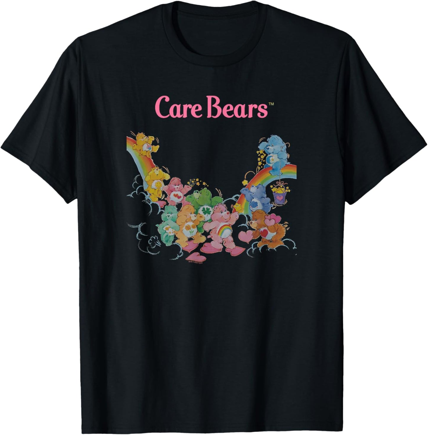 Care Bears Vintage Classic Rainbow Group Heart Poster T-Shirt - T-Shirt | Black