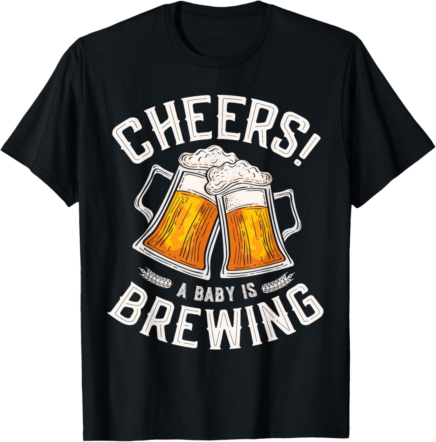 Cheers a baby is brewing Brewing Beer brewer Funny Baby T-Shirt - T-Shirt | Black