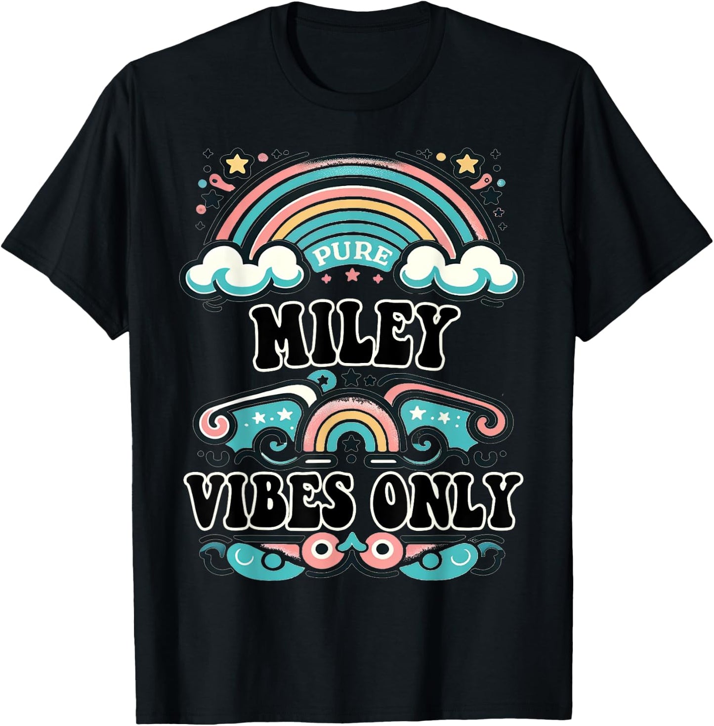 MILEY Vibes Only Cute Retro Girls MILEY Name T-Shirt - T-Shirt | Black