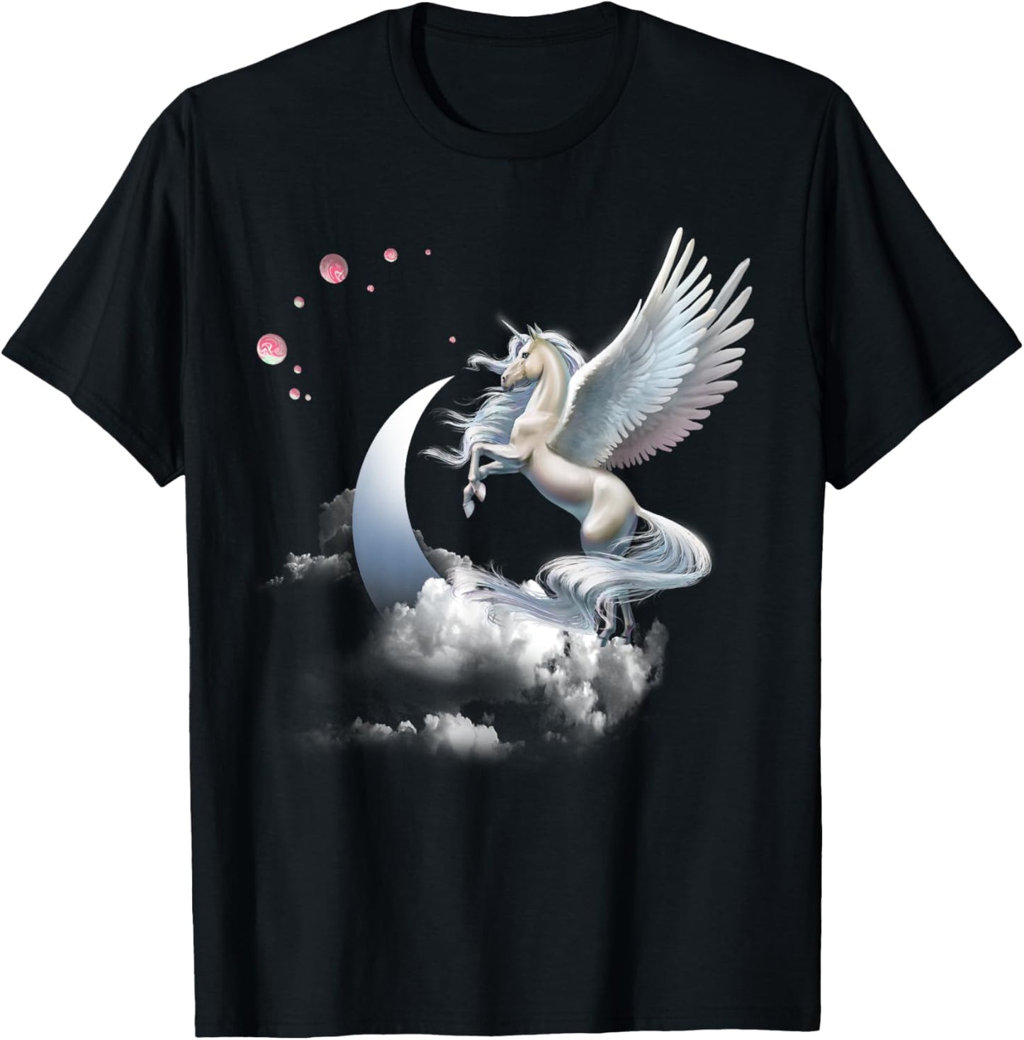 Unicorn or Pegasus Flying Horse T-Shirt - T-Shirt | Black