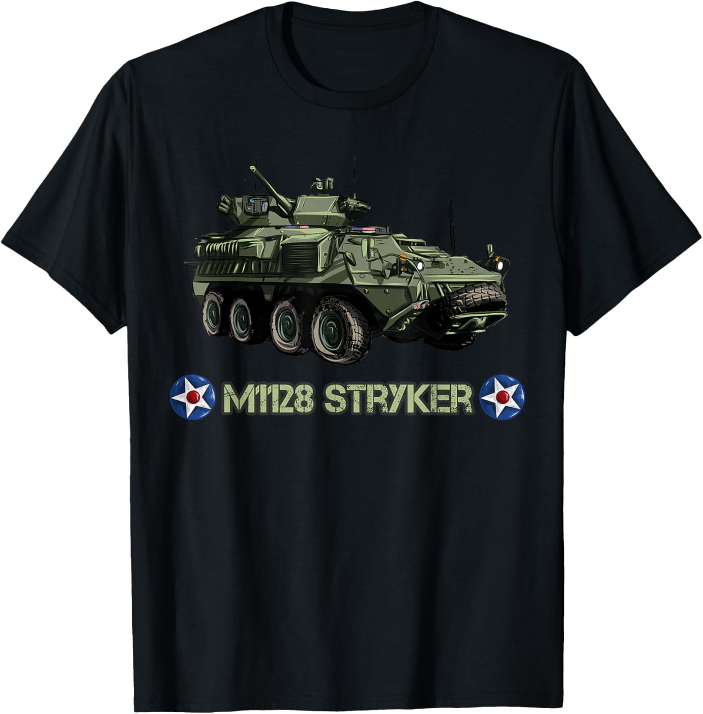 American Military Tank Vehicle M1128 Stryker T-Shirt - T-Shirt | Black