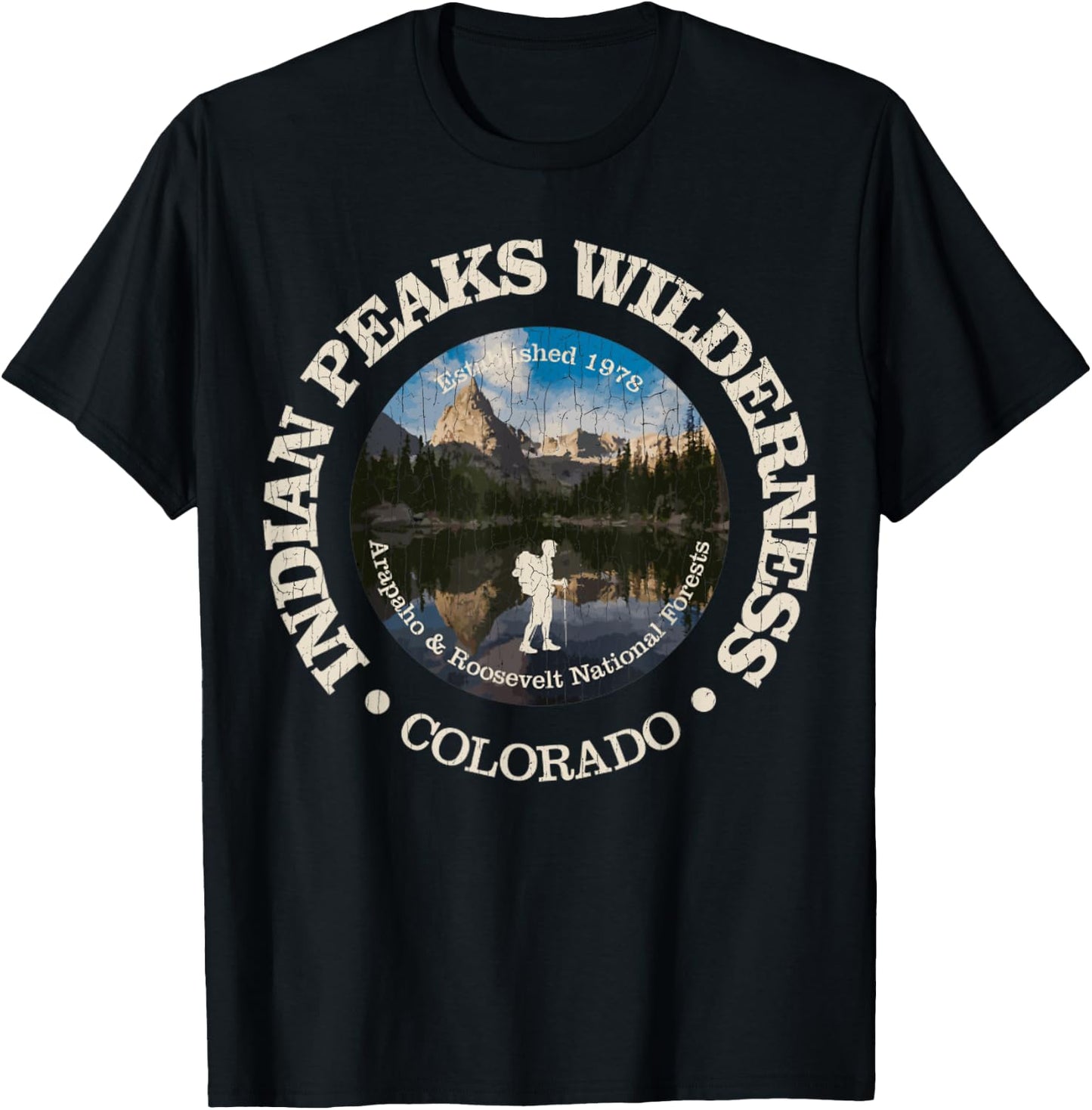 Indian Peaks Wilderness Vintage Indian Peaks Camping T-Shirt - T-Shirt | Black