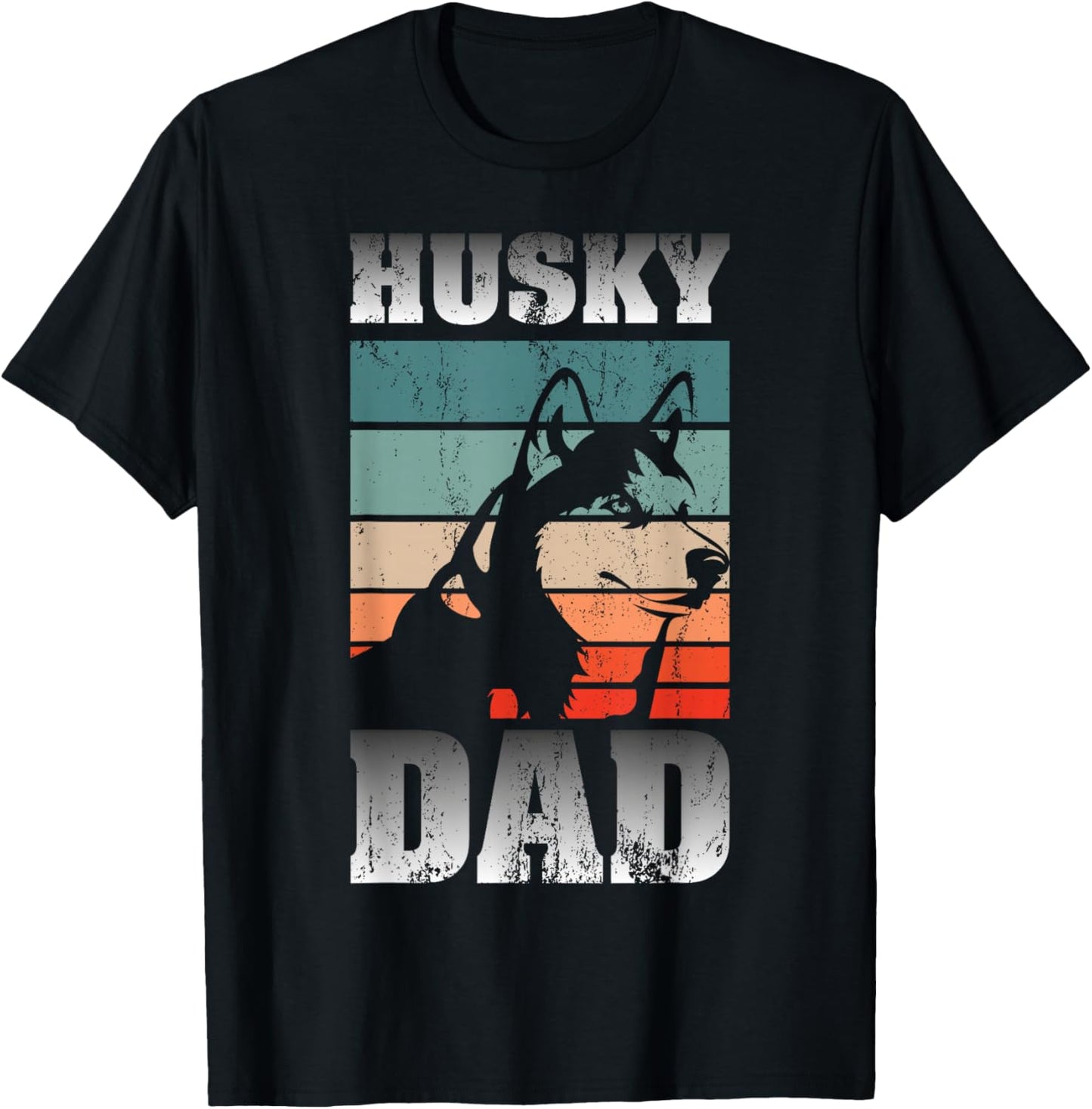 Husky Papa Siberian Dog Pet Father's Day Husky T-Shirt - T-Shirt | Black