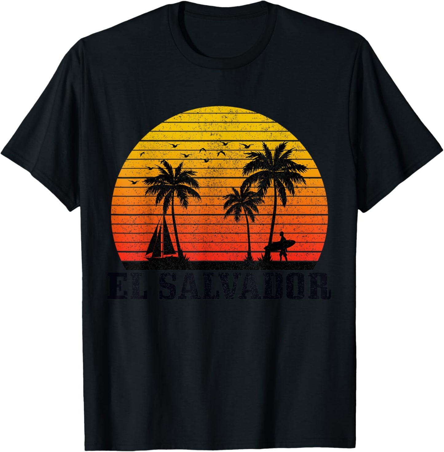 El Salvador Surfer Vintage Caribbean Souvenir T-Shirt - T-Shirt | Black