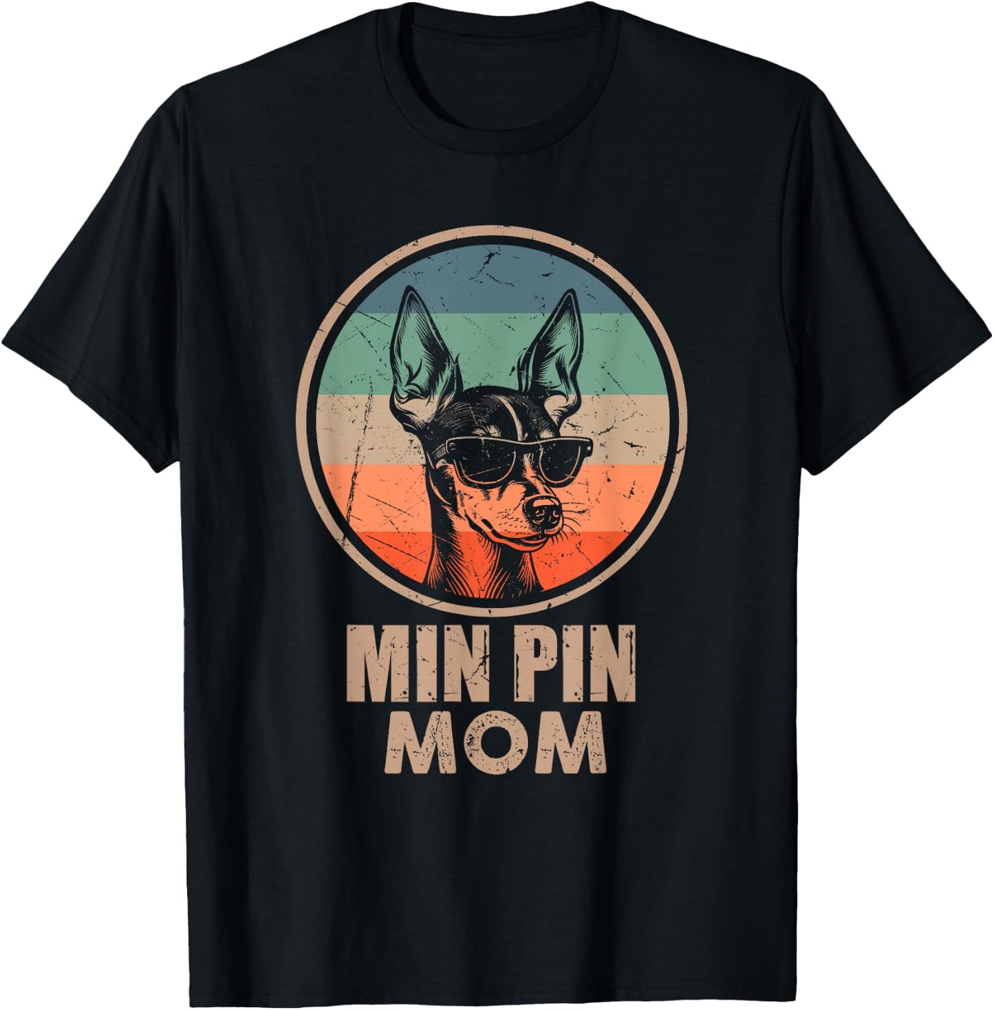 Vintage Min Pin Dog Mom Gifts Funny Dog Mom Lover T-Shirt - T-Shirt | Black