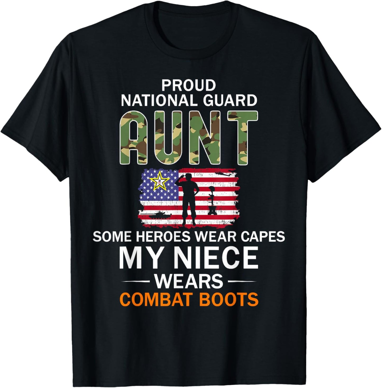 My Niece Wears Combat Boots-Proud National Guard Aunt Army T-Shirt - T-Shirt | Black