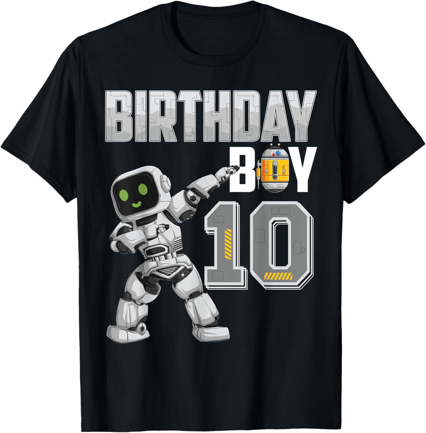 10 Year Old dabbing Robot 10th Birthday Science Robotics T-Shirt - T-Shirt | Black