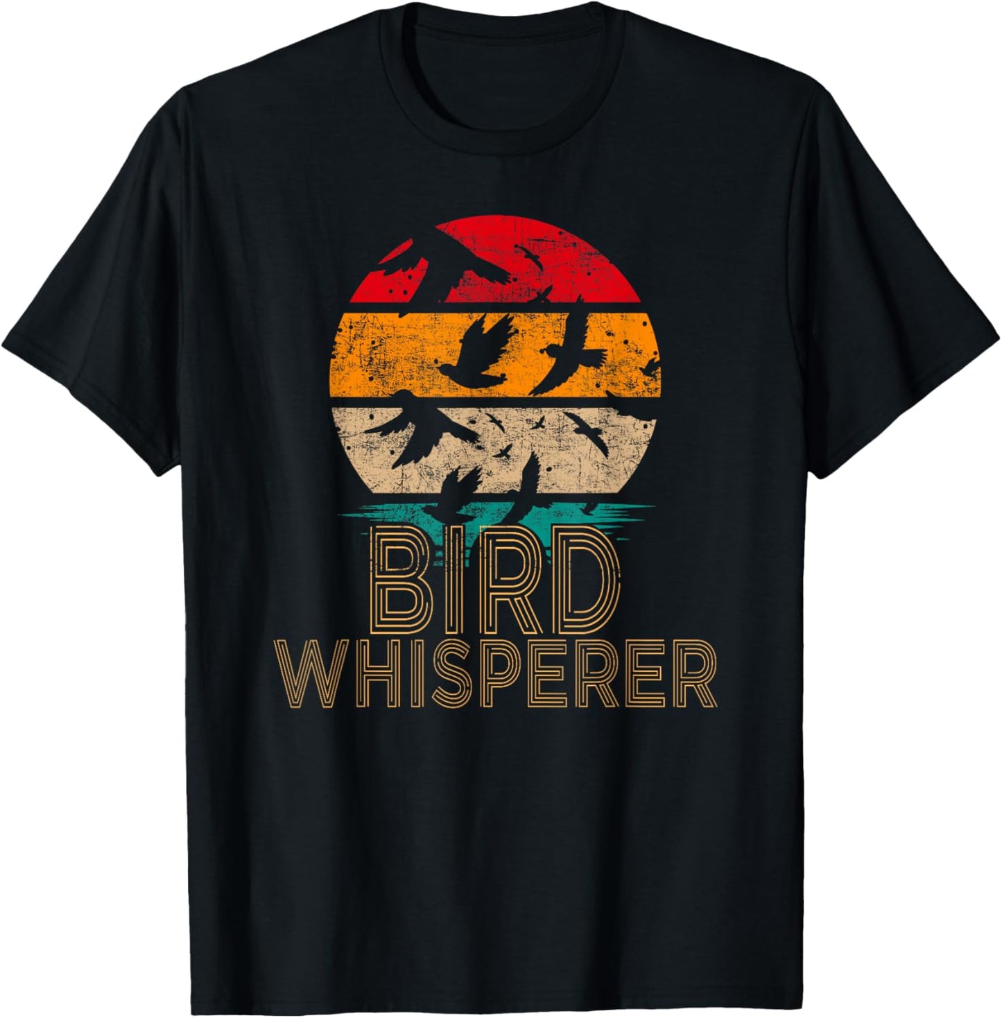 Bird Whisperer Retro Vintage Distressed Bird Watcher T-Shirt - T-Shirt | Black