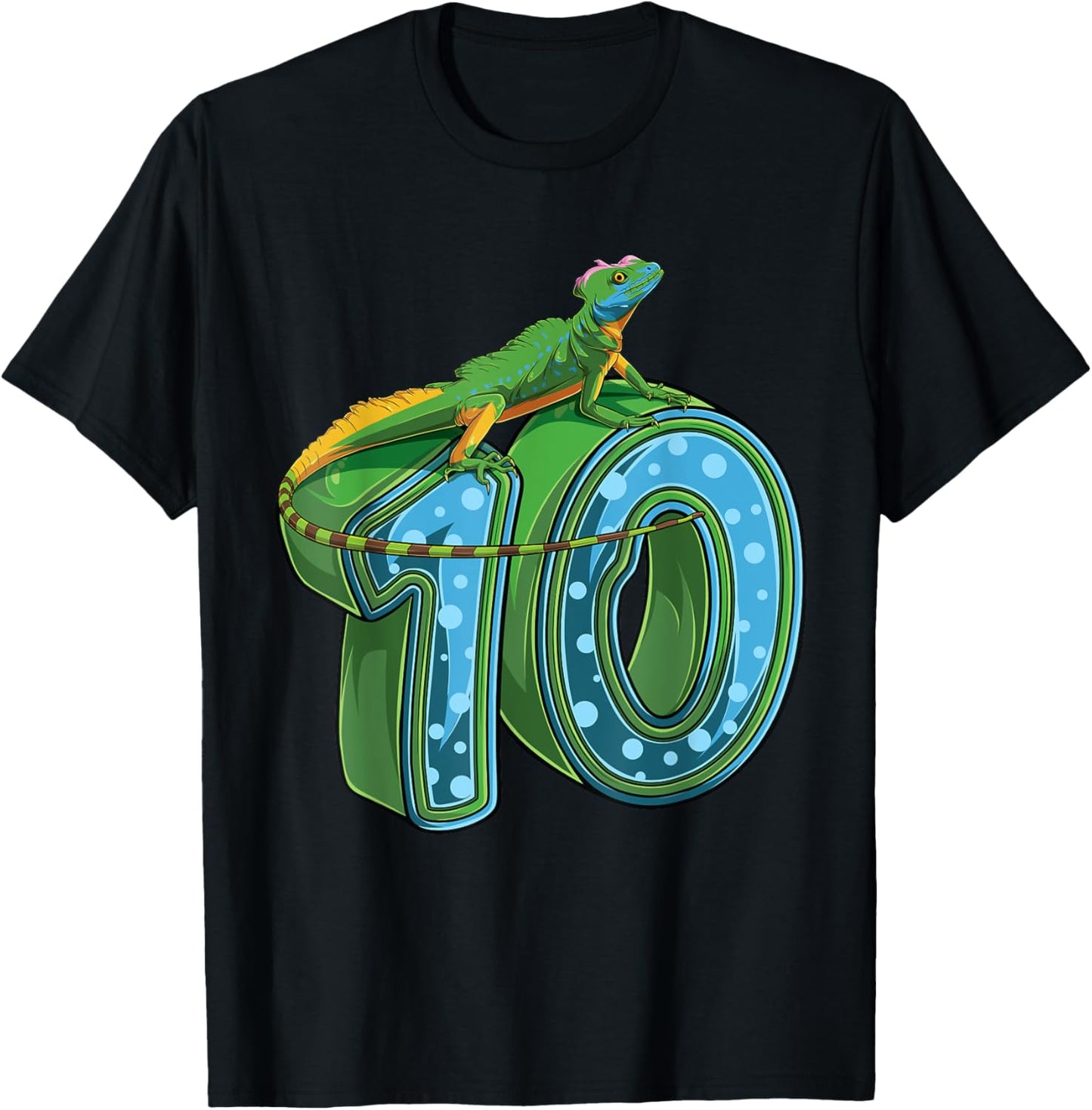 10 Year Old Lizard Reptile 10th Birthday Party B-day T-Shirt - T-Shirt | Black