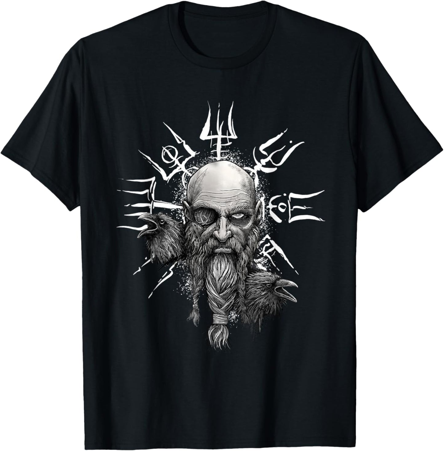 Vikings Vegvisir Odin with Hugin und Munin | Nordic Vikings T-Shirt - T-Shirt | Black