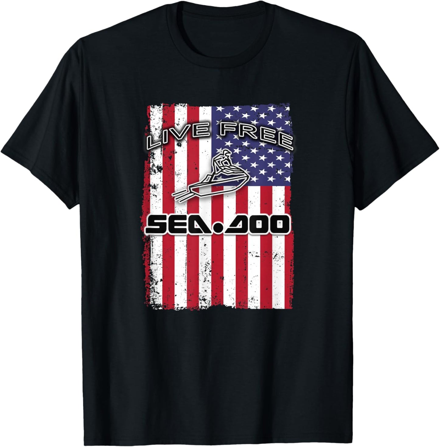 Big Wave - Seadoo American Live Free T-Shirt - T-Shirt | Black