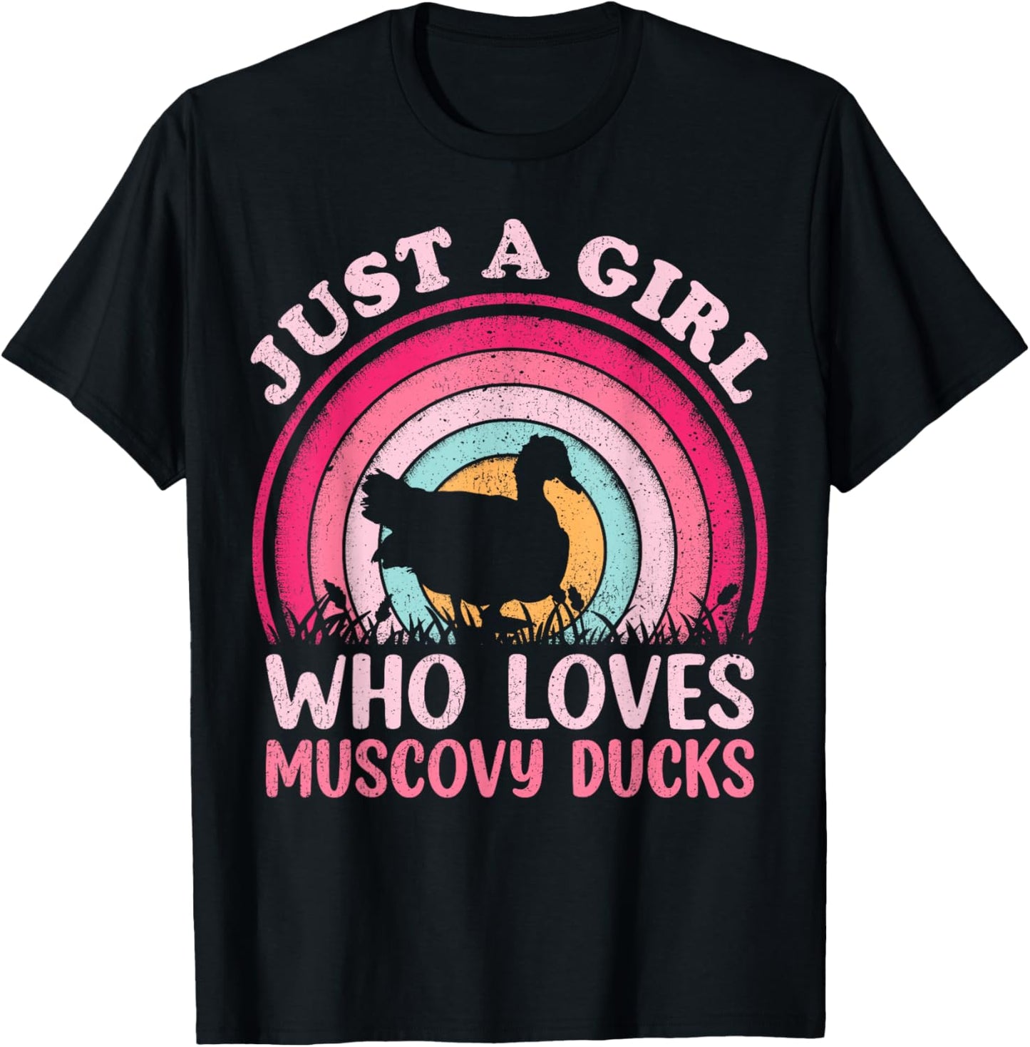 Duck Bird Vintage Retro Just A Girl Who Loves Muscovy Ducks T-Shirt - T-Shirt | Black
