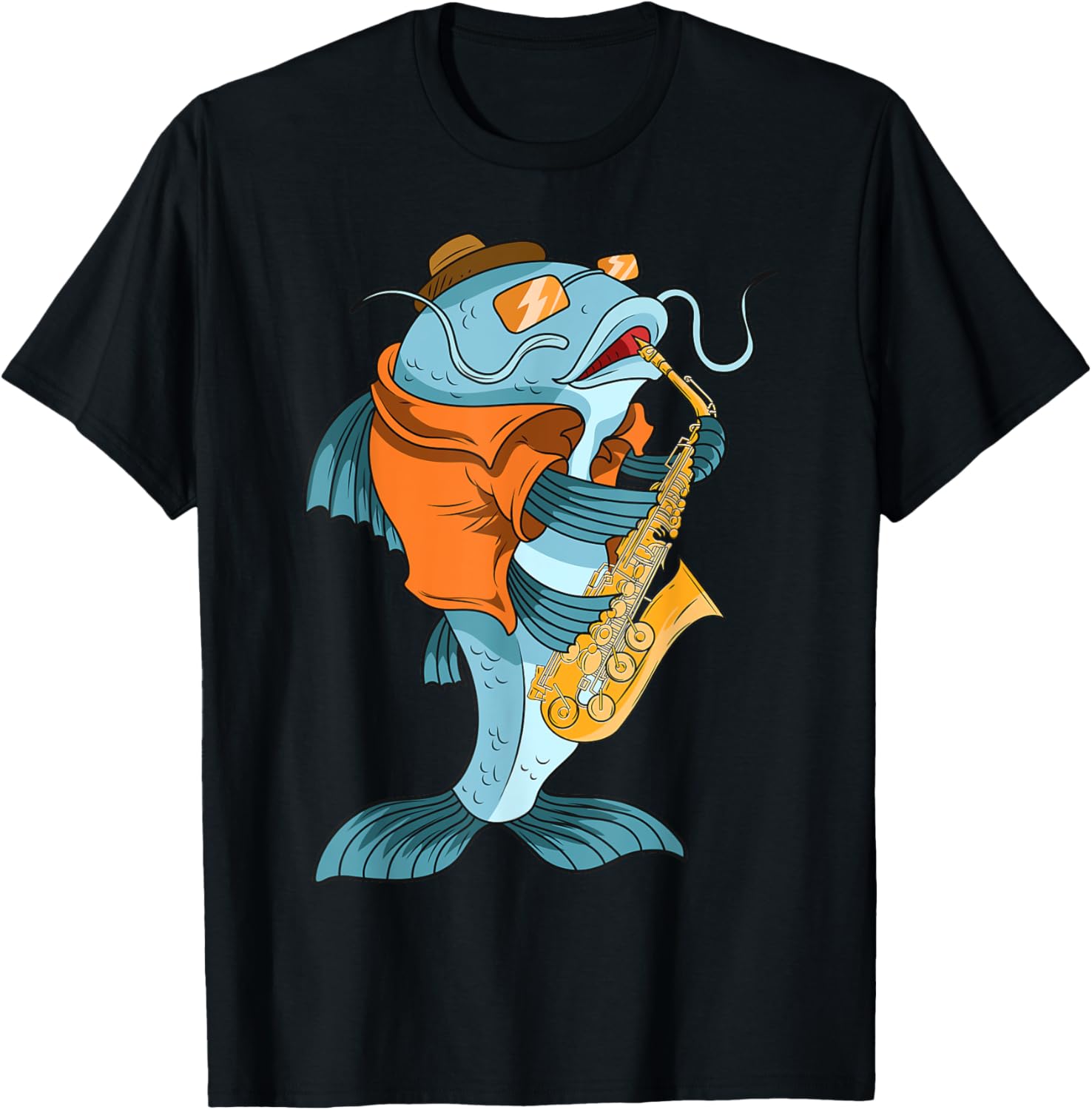Catfish Saxophonist Saxophone Lover Musicians Fish Owner T-Shirt - T-Shirt | Black