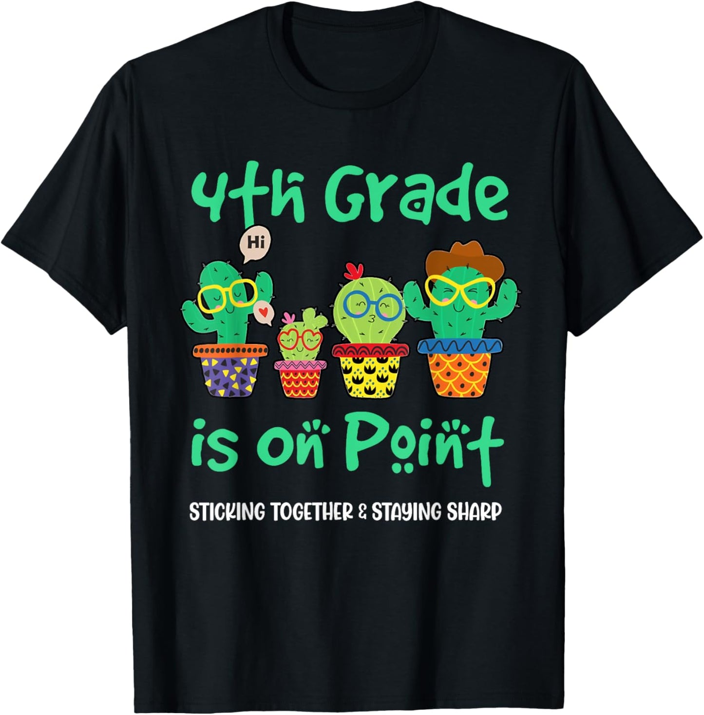4th Grade Squad Cactus Plant Back To School Teacher Kids T-Shirt - T-Shirt | Black