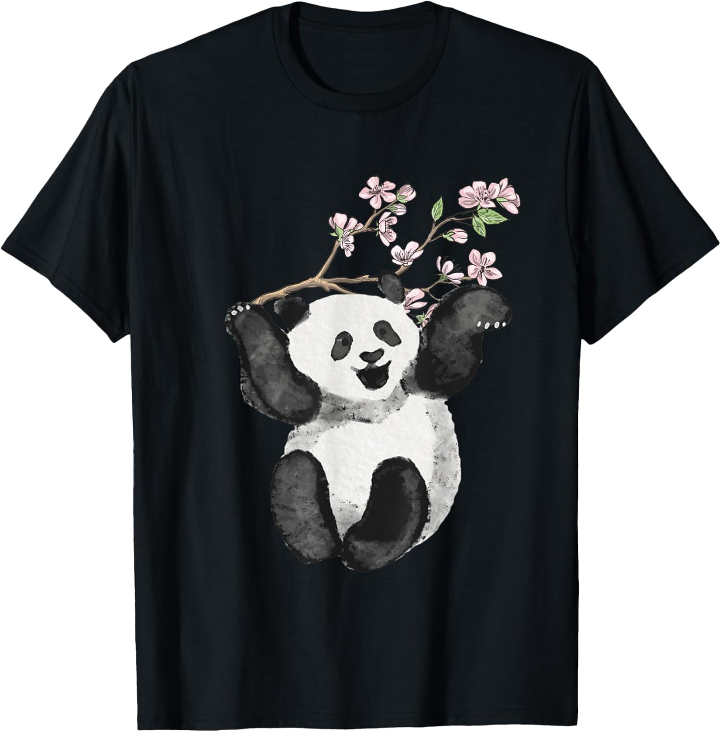 Cherry Blossom Tree Panda Japanese Cherry Tree Cherry Blossom T-Shirt - T-Shirt | Black