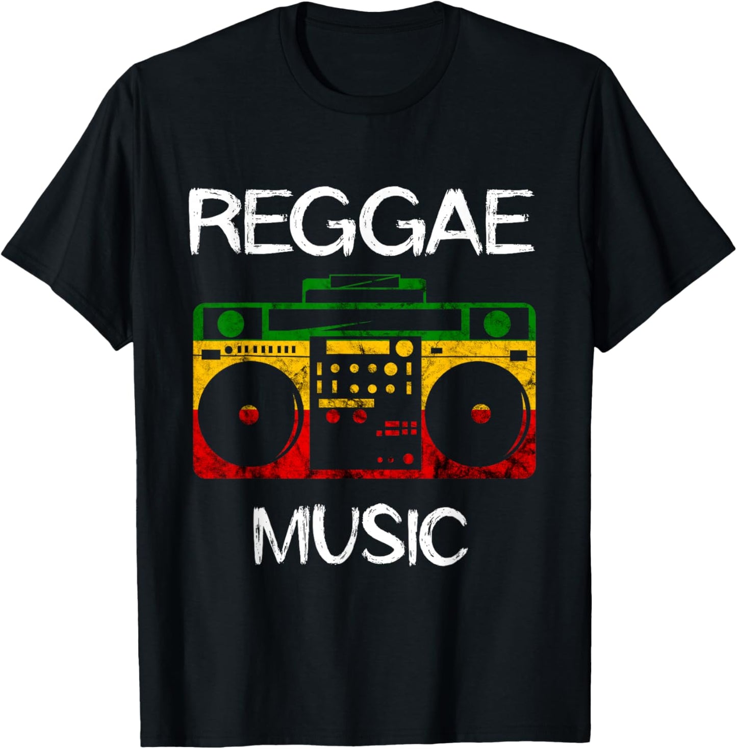 Reggae Music Boombox Music Box Rastafarian Jamaica Reggaeton T-Shirt - T-Shirt | Black