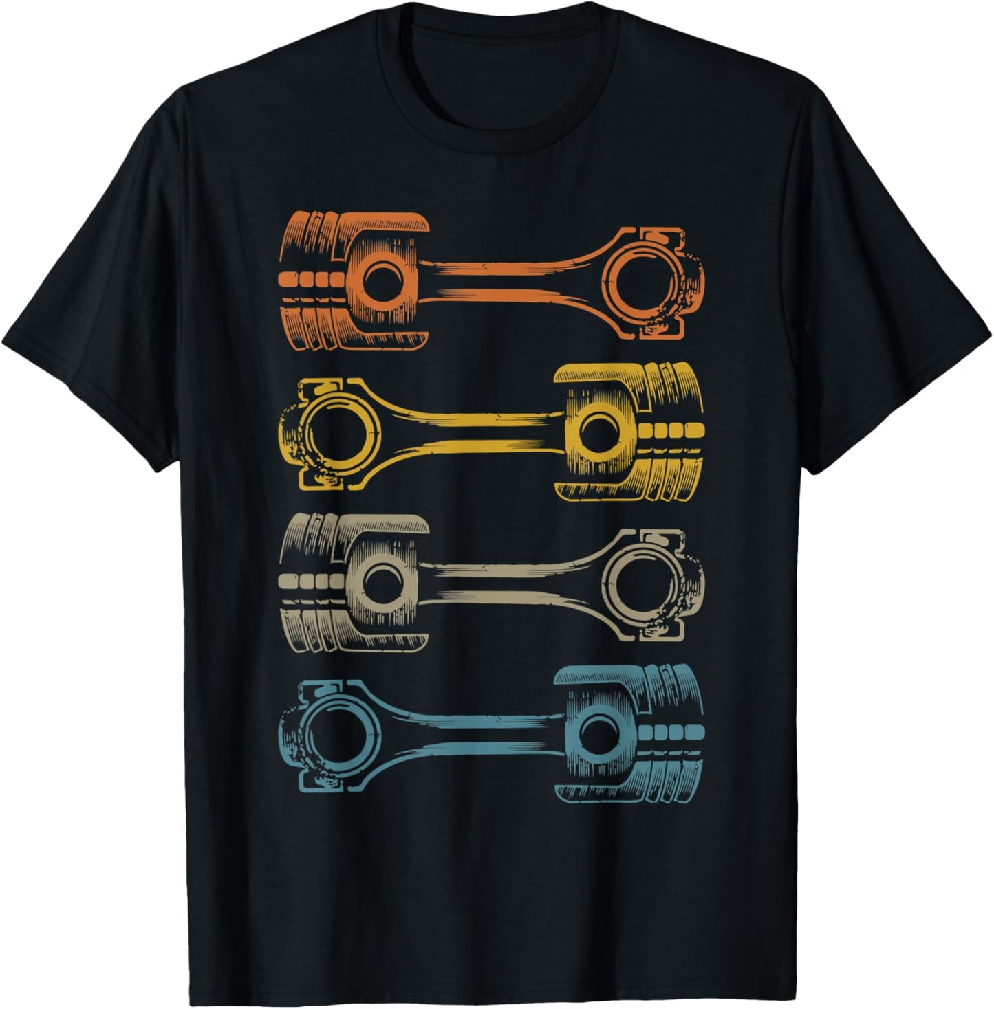 4 Pistons - Four cylinder engine - mechanic, engineer, racer T-Shirt - T-Shirt | Black