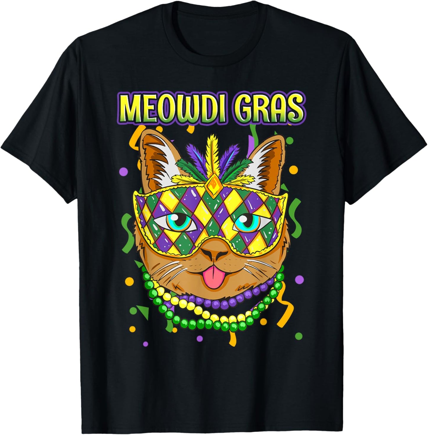 Meowdi Gras Mardi Gras Cat Lover New Orleans Louisiana USA Men Women Girls Kids T-Shirt - T-Shirt | Black